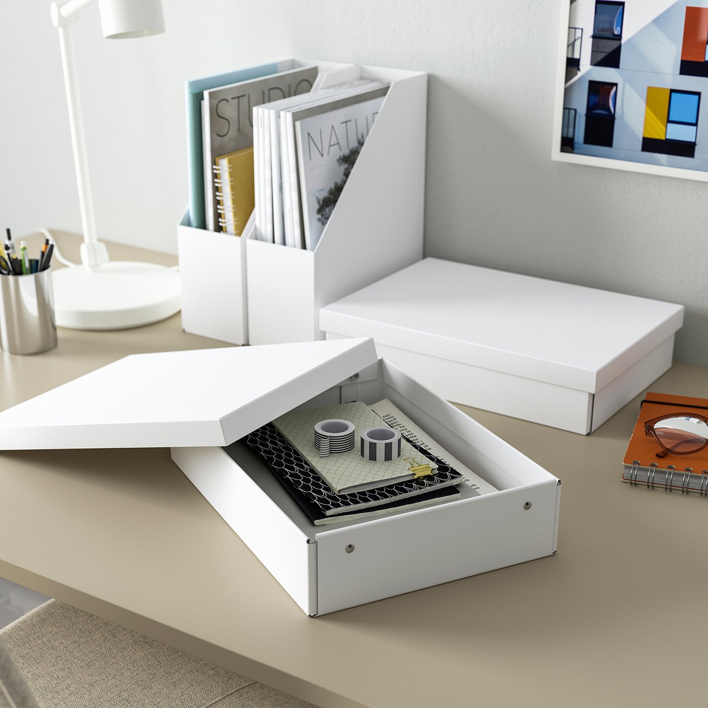 Контейнер із кришкою IKEA FJÄDERHARV, білий, 25 × 35 × 8 см — фото 2