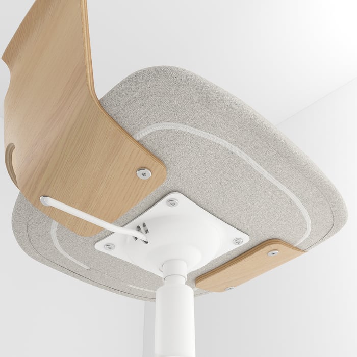 FJÄLLBERGET Конференц-крісло з коліщатками, білений дубовий шпон/Gunnared бежевий, фото 7