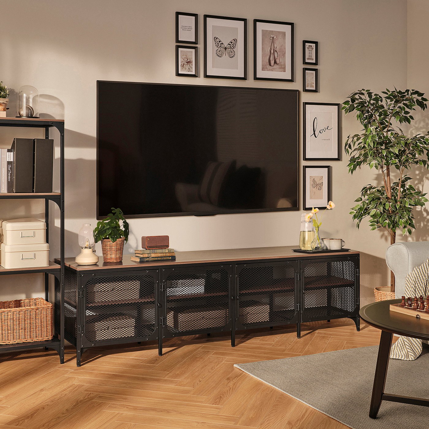 Тумба під телевізор IKEA FJÄLLBO, чорний, 198 × 45 × 54 см — фото 3