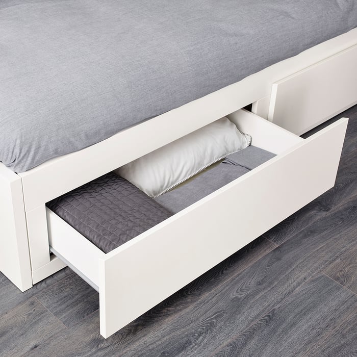 FLEKKE Кушетка з 2 шухлядами, 2 матраци, білий/Åfjäll середньо твердий, 80x200 см, фото 6