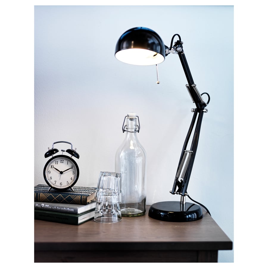 FORSÅ galda lampa, melna