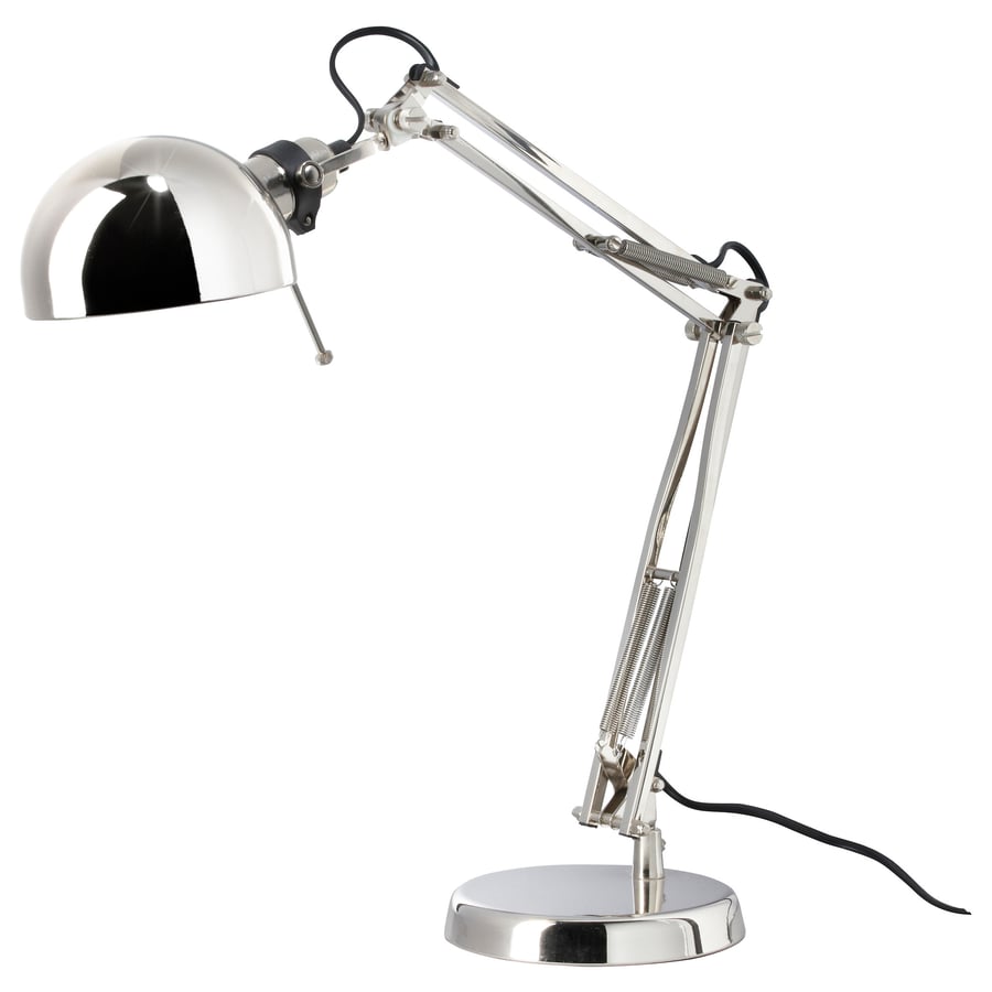 FORSÅ galda lampa, niķelēts