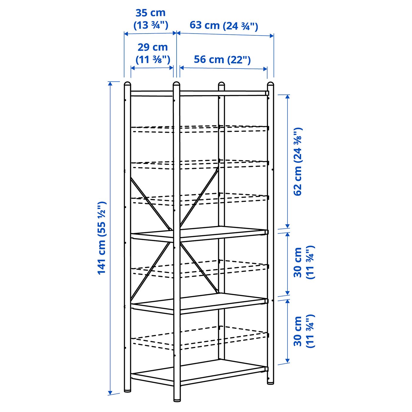 Шафка IKEA FRÖSKELÅS, чорний, 63 × 35 × 141 см — фото 4