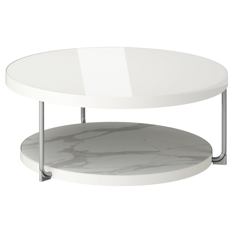 FRÖTORP kafijas galdiņš, baltā krāsā hromēts/baltā krāsā stikls, 88 cm