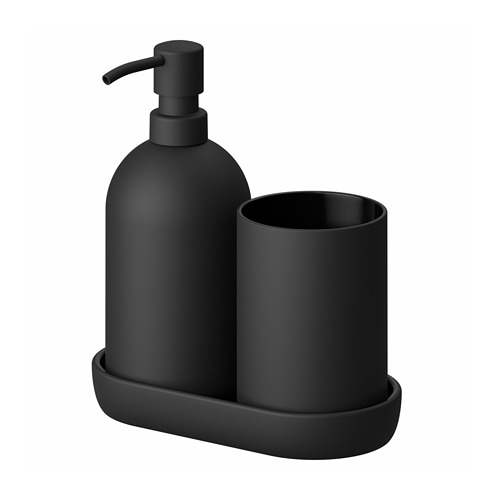 GANSJÖN - komplet łazienkowy, 3 szt., czarny