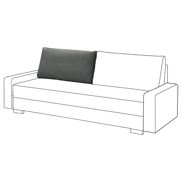 Sofa GRÄLVIKEN, szara, prostokątna, minimalistyczny design, dwie poduszki oparciowe.