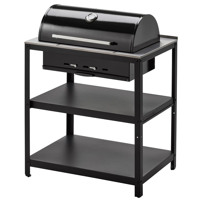 GRILLSKÄR Вугільний гриль, чорний/нержавіюча сталь для вулиці, 86x61 см