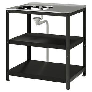 GRILLSKÄR Модуль під мийку - чорний/нержавіюча сталь для вулиці 86x61 см