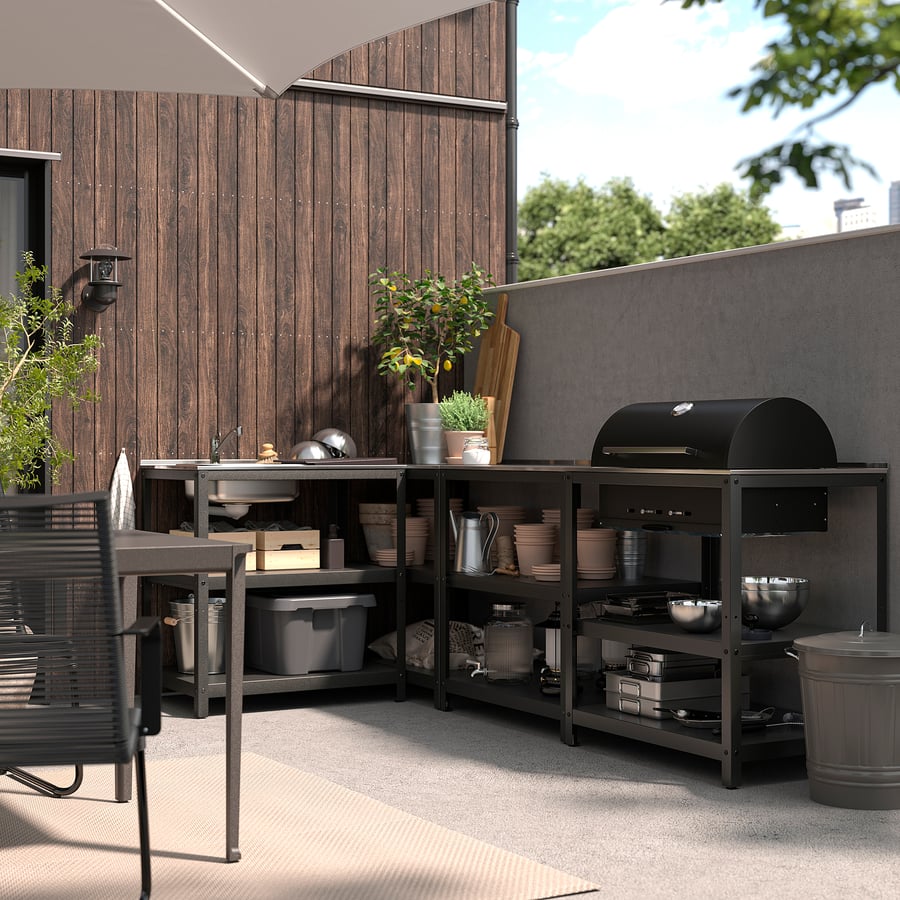 GRILLSKÄR  valamu/söegrill, õue, 258x147 cm, roostevaba teras