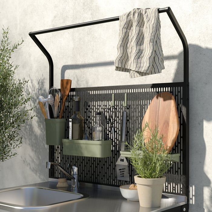 GRILLSKÄR Мийка із задньою панеллю, неіржавна сталь/для вулиці, 86x61x176 см, фото 4
