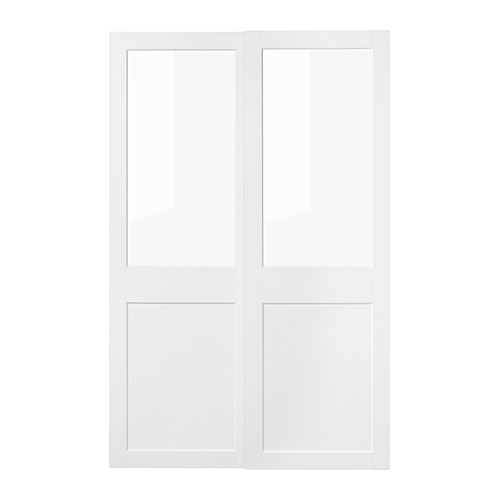 GRIMO - Drzwi przesuwne, 150x236 cm, szkło/biały
