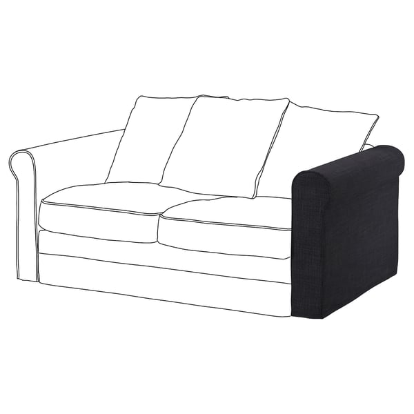 Siedzisko GRÖNLID love w kolorze ciemnoszarym, eleganckim, nowoczesnym designie z podłokietnikami i zdejmowanymi poduszkami.