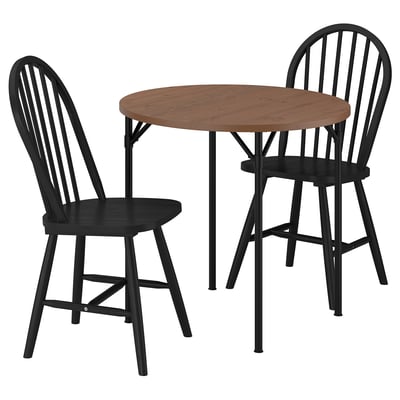 GRÖTÅN / SKOGSTA Stół i 2 krzesła, sosna brązowa bejca/czarny, 80 cm