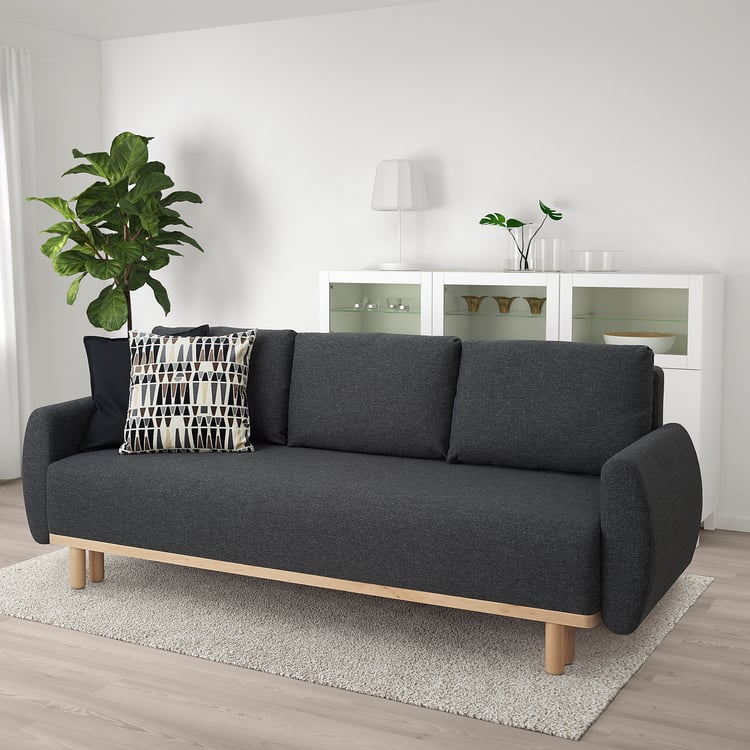 GRUNNARP Rozkładana sofa 3osobowa, Gunnared ciemnoszary IKEA