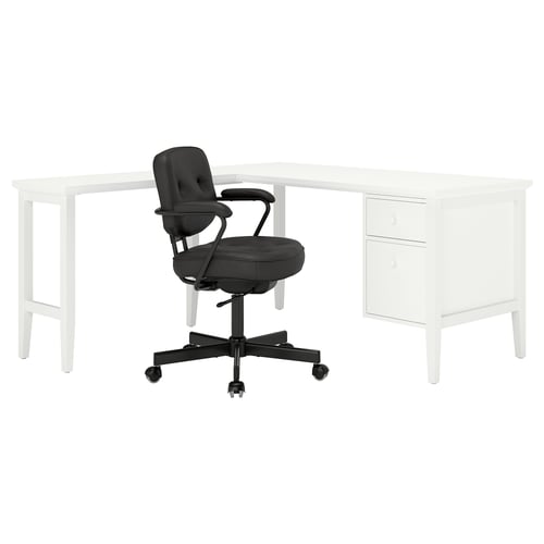 GULLABERG / ALEFJÄLL Письмовий стіл і стілець - білий/чорний 155x155 см