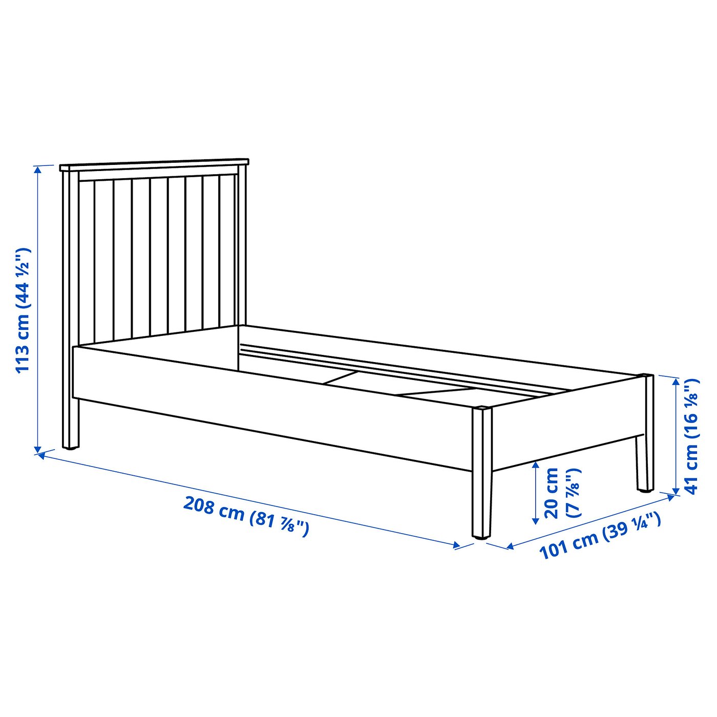 Каркас ліжка IKEA GULLABERG, білий, 90 × 200 см — фото 7