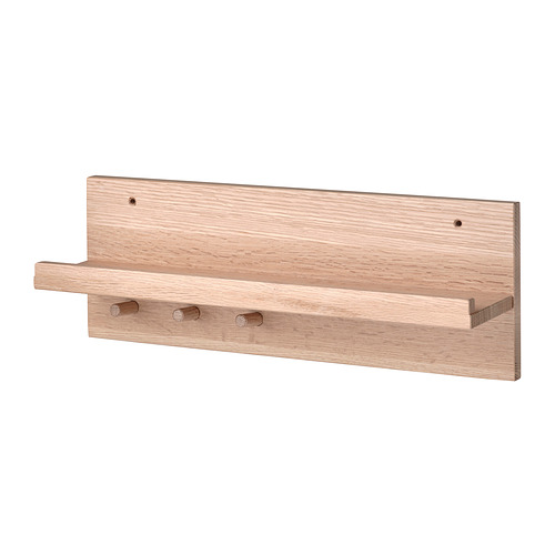 HÄSTVISKARE - organizer ścienny z haczykami, 42x15x11 cm, dąb