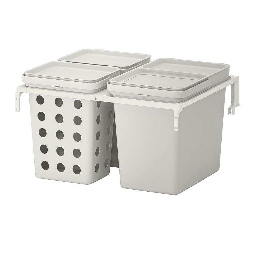 HÅLLBAR atkritumu šķirošanas tvertne ar ventilāciju/gaiši pelēkā krāsā, 42 l