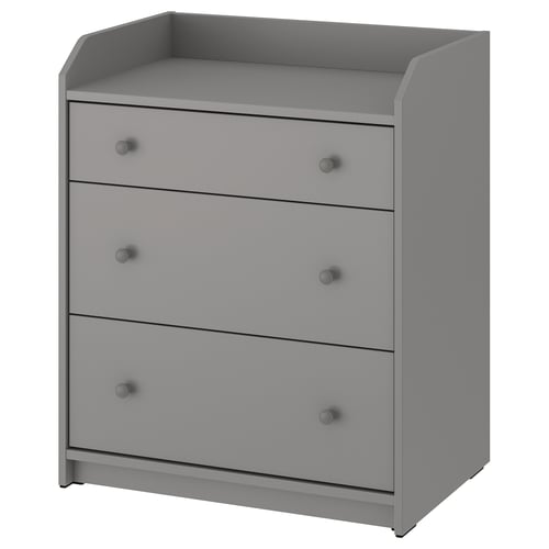 HAUGA Комод, 3 шухляди - сірий 70x46x84 см