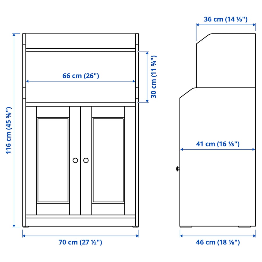 HAUGA 2 uksega kapp 70x46x116 cm hall