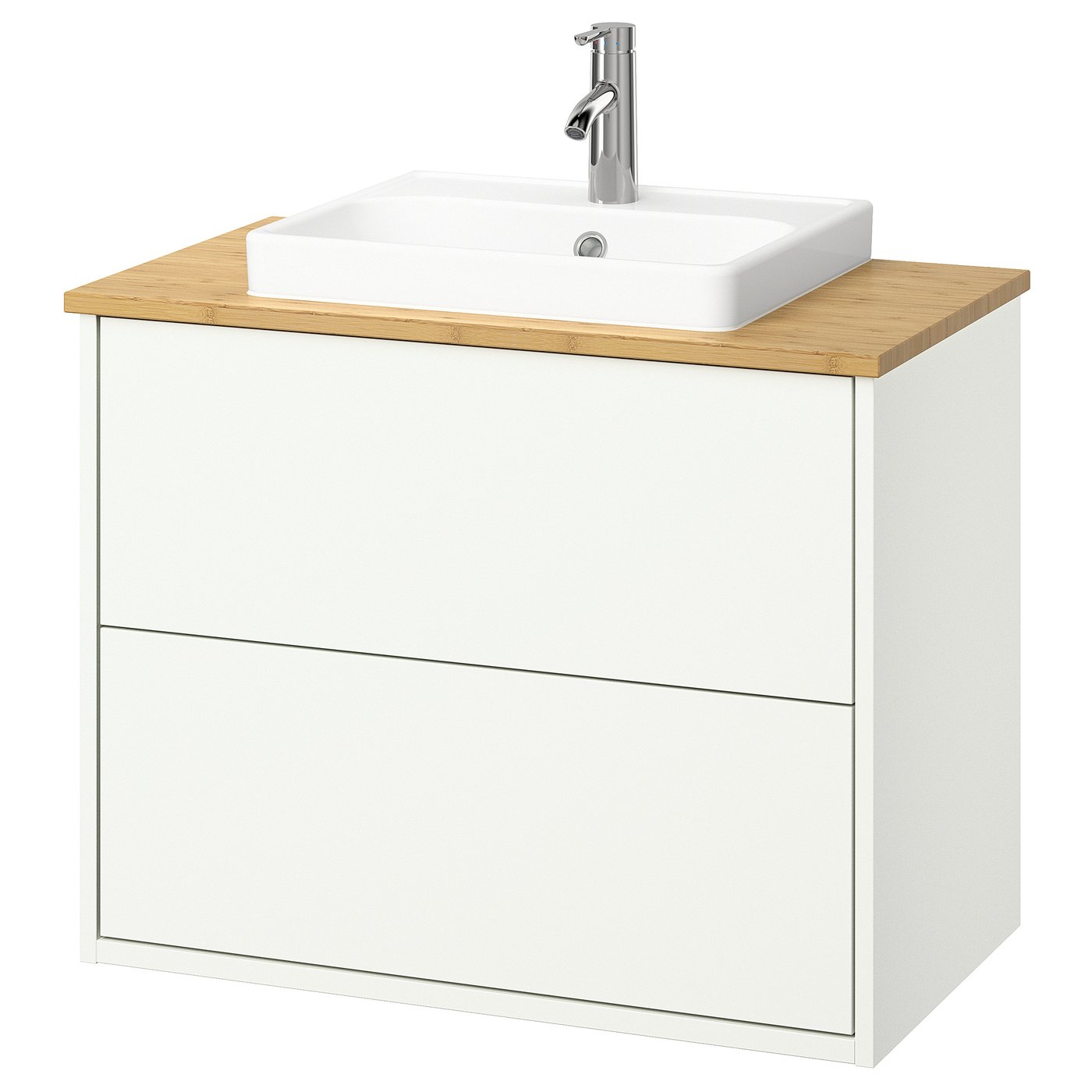 HAVBÄCK / ORRSJÖN Szaf umyw z szufladami/umyw/bateria - biały/bambus 82x49x71 cm