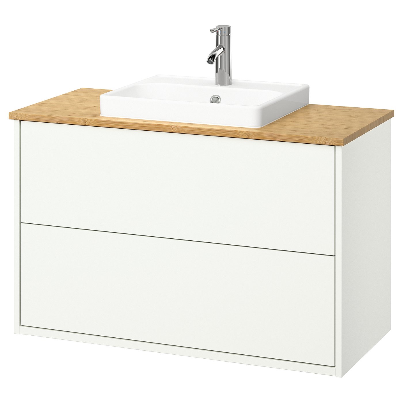 HAVBÄCK / ORRSJÖN Szaf umyw z szufladami/umyw/bateria - biały/bambus 102x49x71 cm