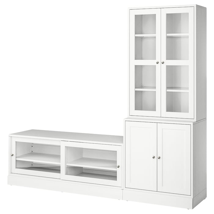 HAVSTA Комбінація для телевізора/скляні дверцята, білий, 241x47x212 см