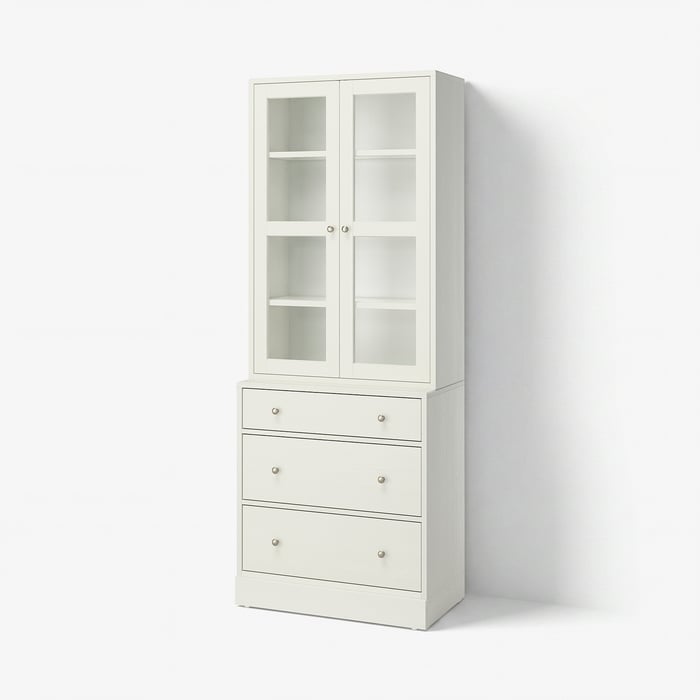 HAVSTA Комбінація зі скляними дверима, білий, 81x47x212 см