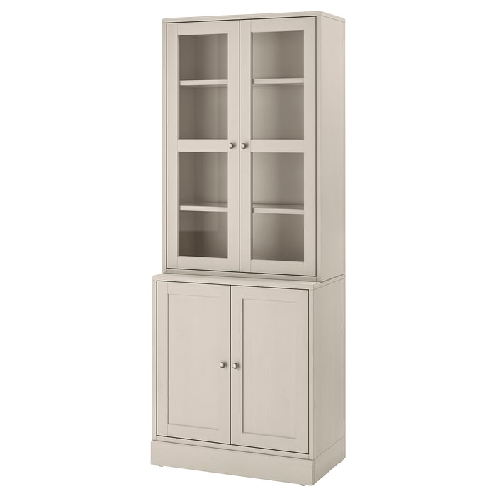 HAVSTA Комбінація зі скляними дверима, сіро-бежевий, 81x47x212 см