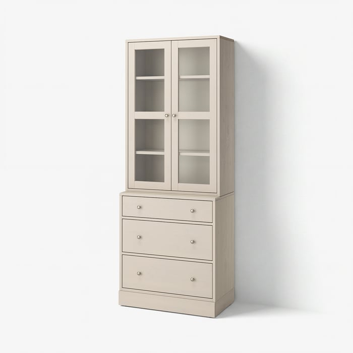 HAVSTA Комбінація зі скляними дверима, сіро-бежевий, 81x47x212 см