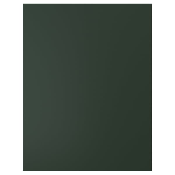 Ciemnozielony front szafki kuchennej HAVSTORP. Jest prostokątny o gładkim, nowoczesnym designie.