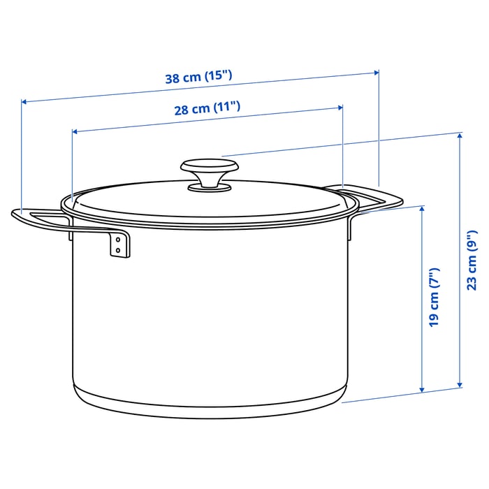 HEMKOMST Каструля з кришкою, нержавіюча сталь/скло 10 л, фото 6