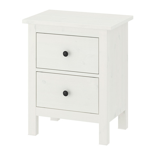 HEMNES - komoda, 2 szuflady, 54x66 cm, biała bejca
