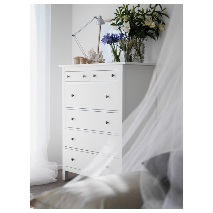 HEMNES Комод, 6 шухляд, біла морилка, 108x131 см, фото 2