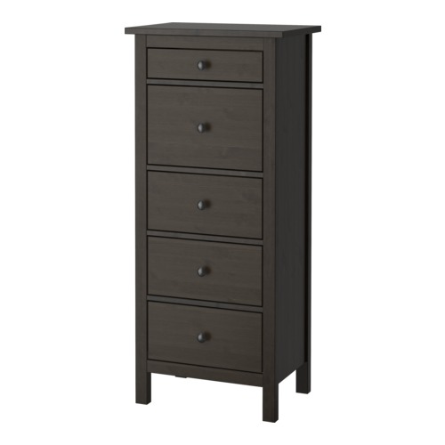 HEMNES Komoda, 5 szuflad czarnobrąz IKEA