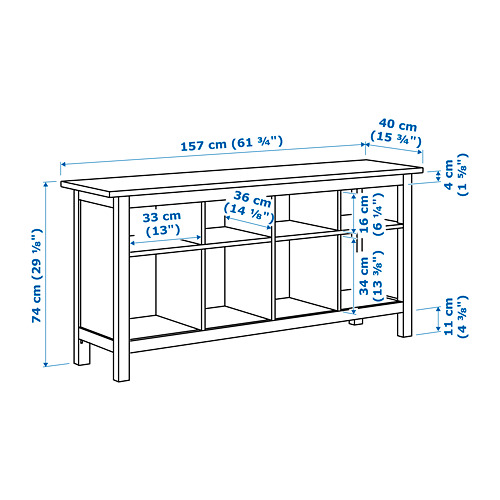 HEMNES Riiul/istepink 157x40cm, valge peitsitud