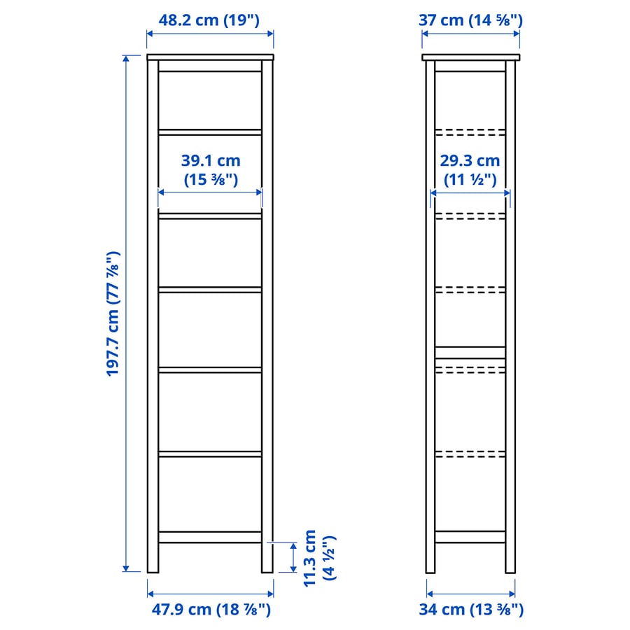 HEMNES Riiul 49x197cm, valge peitsitud