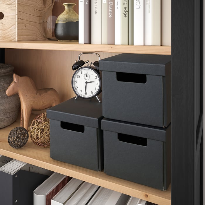 HEMNES Стелаж, чорно-коричневий/світло-коричневий, 90x197 см, фото 6