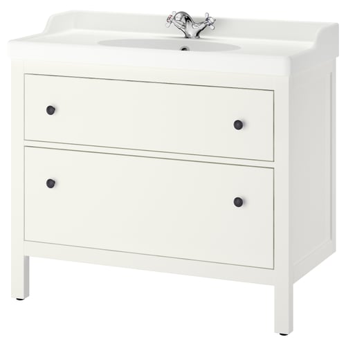 HEMNES / RUTSJÖN Тумба під умивальник з шухлядами/умивальник/змішувач - білий 102x49x95 см