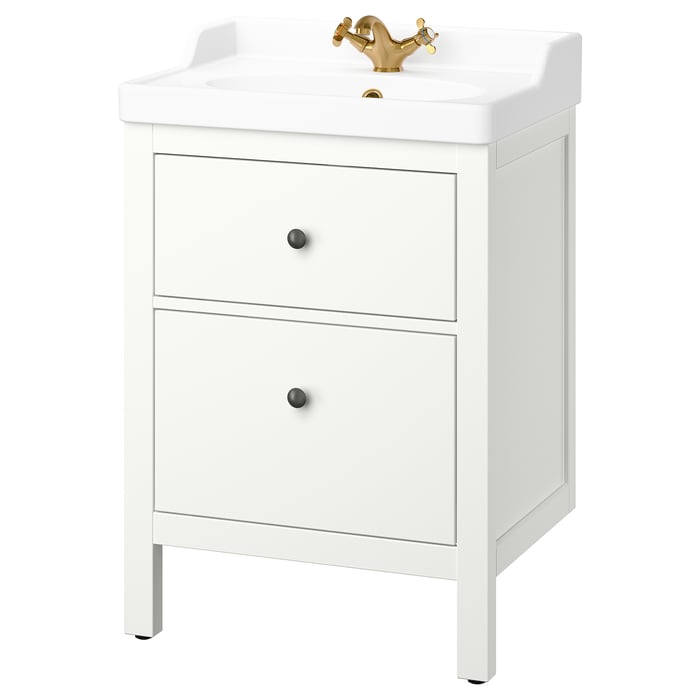 HEMNES / RUTSJÖN Тумба під умивальник з шухлядами/умивальник/змішувач, білий, 62x49x95 см