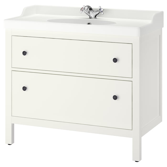 HEMNES / RUTSJÖN Умивальник і тумба з шухлядами, білий, 102x49x95 см