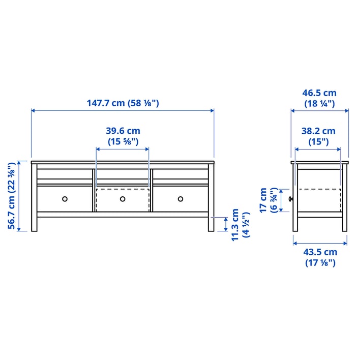 HEMNES Тумба під ТБ, біла морилка, 148x47x57 см, фото 6