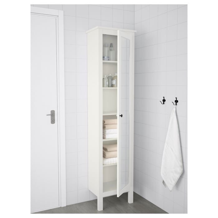 HEMNES Висока шафа з дзеркалом, білий, 49x31x200 см, фото 2