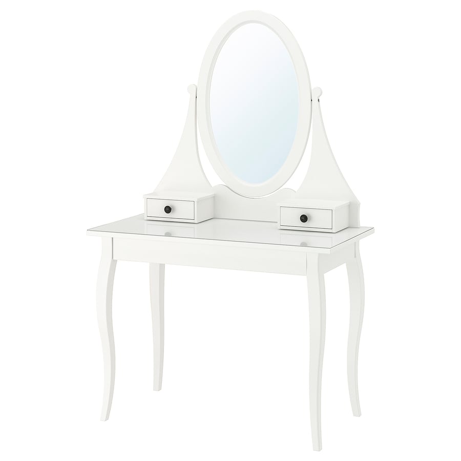 HEMNES peegeliga tualettlaud, valge
