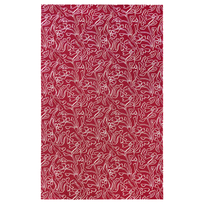 HÖSTAGILLE Obrus, czerwony biały/wzór kwiatowy, 145x240 cm