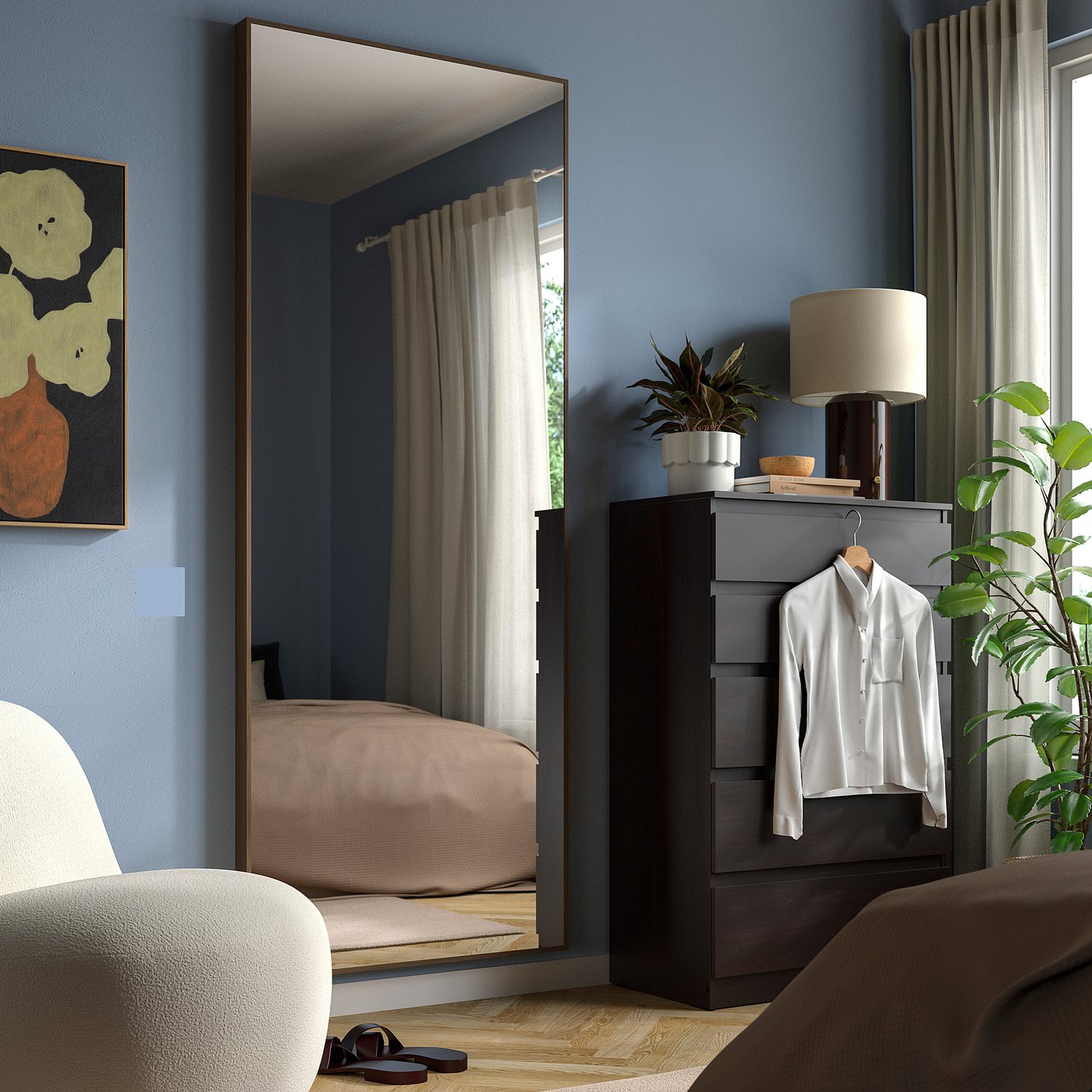 Дзеркало IKEA HOVET, імітація дуба / коричневий, 78 × 196 см — фото 3