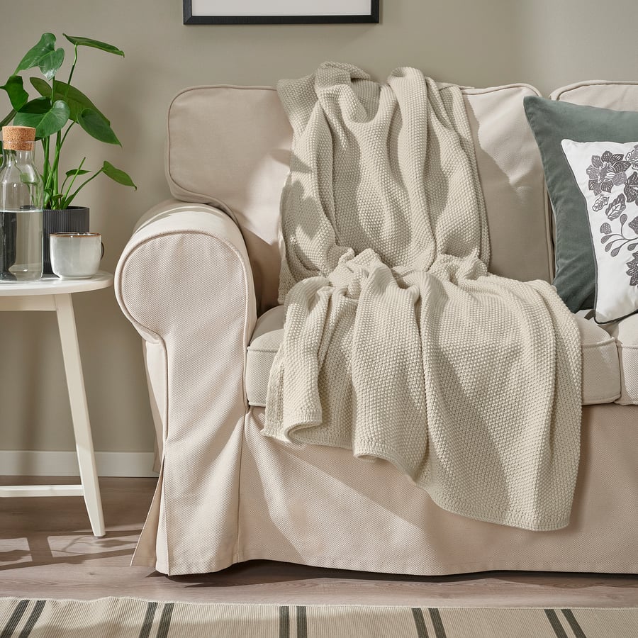 HUMLEMOTT pleed, naturaalvalge, 130x170 cm