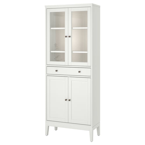 IDANÄS Висока шафа скляні дверцята/1 шухляда - білий 81x39x211 см