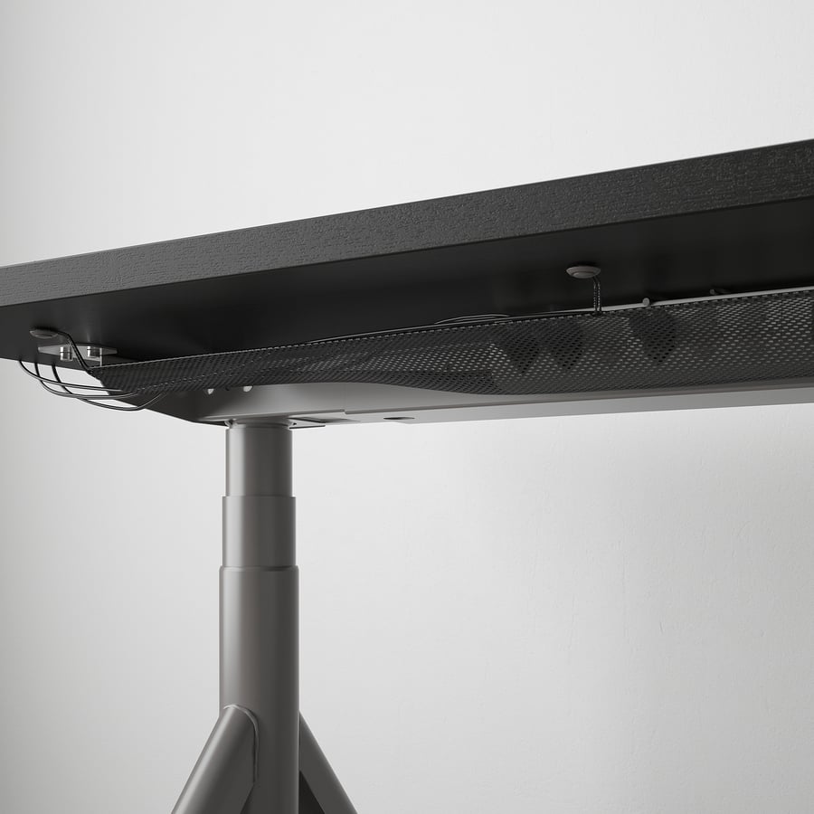 IDÅSEN regulējams rakstāmgalds, melna/tumši pelēka, 160x80 cm