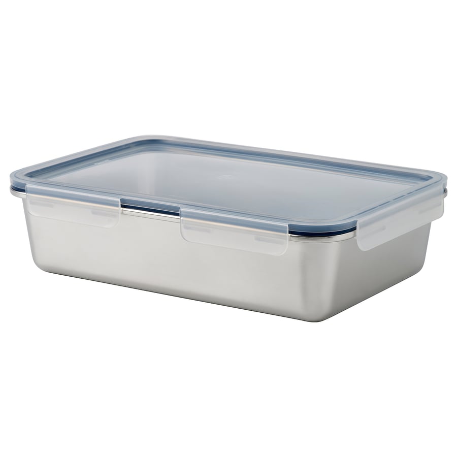 IKEA 365+ pārtikas kārba ar vāku, liels taisnstūra/nerūsējošais tērauds plastmasa, 3 l